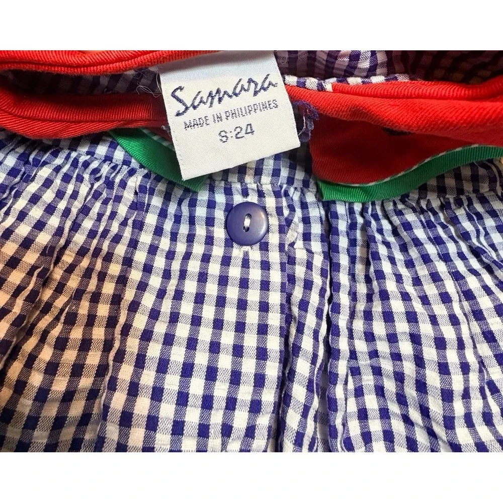 Vintage watermelon gingham seersucker dress size 24 months summer fun .